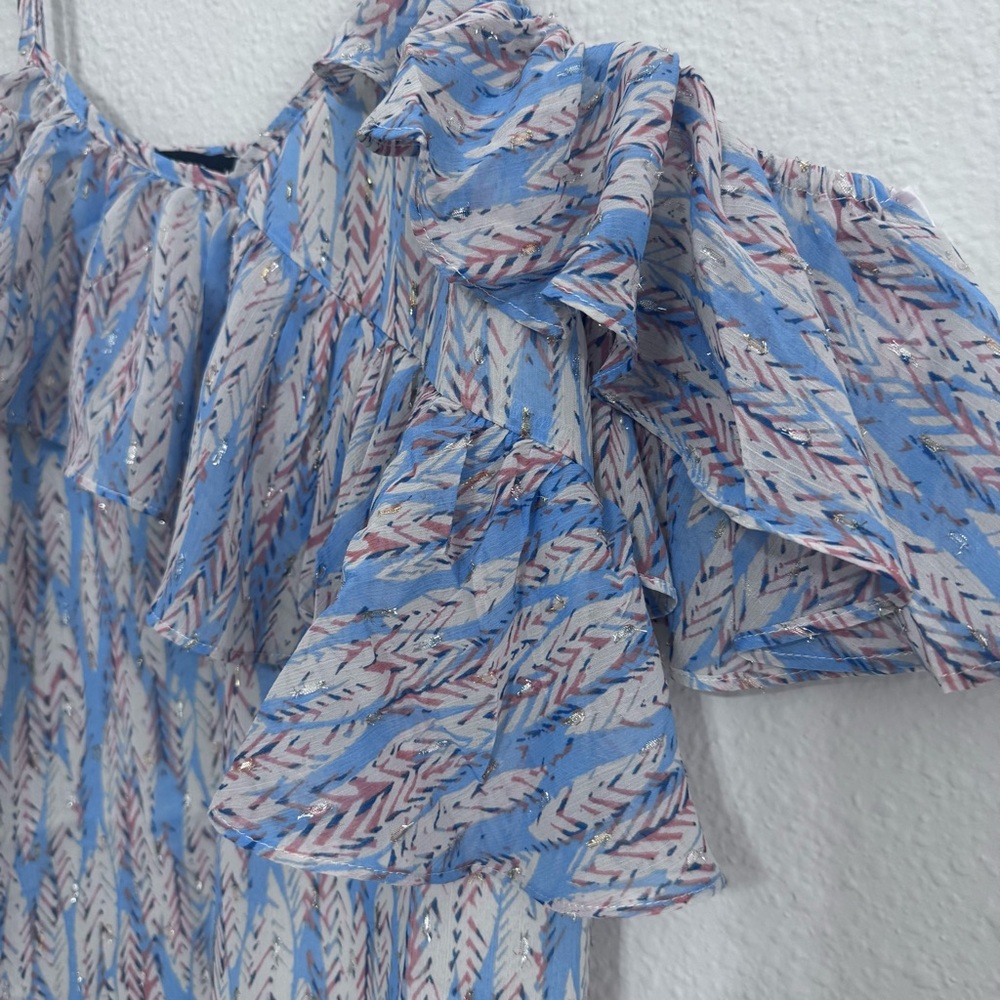Miss Me blue Ruffle flowy strappy blouse -Size Medium NWT - Picture 3 of 7
